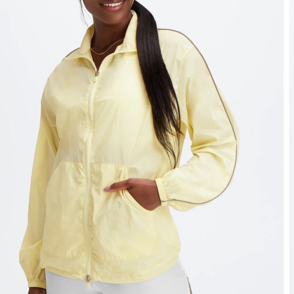 Fabletics Oversized Flyweight Windbreaker Jacket Lt Pearl/Bright‎ White 3X NWT